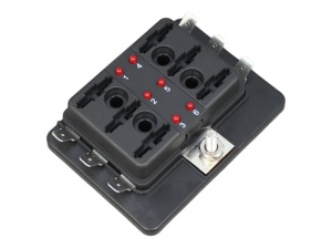 Standard Blade Fuse Box With Positive Busbar & LEDs - 6 Way