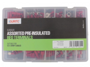 Durite 260 Piece Red Pre-Insulated Crimp Terminal Assortment Kit 0-203-01