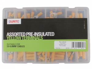 Durite 110 Piece Yellow Pre-Insulated Crimp Terminal Assortment Kit 0-203-03