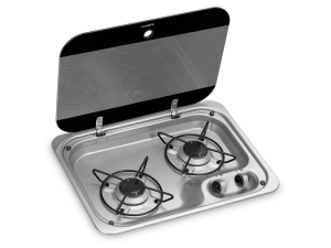 Dometic HBG 2335 Two Burner Gas Hob with Glass Lid (460 x 335mm) - Without Ignition