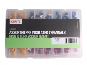 Durite 205 Piece Ring & Fork Pre-Insulated Crimp Terminal Assortment Kit 0-203-05