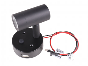 Nano 12V LED Spot Light With USB Socket - Black (Neutral White)