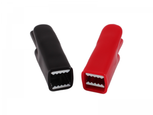 Pair of 25A Plated Steel Croc Clips With Insulating Sleeves