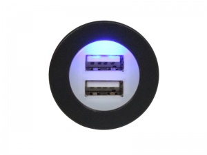 Panel Mount Twin USB Power Socket - 12V/24V (5V, 2.1A)