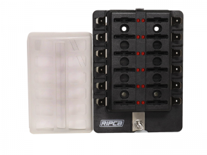 Standard Blade Fuse Box With Positive Busbar & LEDs - 12 Way