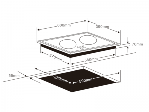 Sterling Power 2800W Fixed/Recessed Twin Induction Hob (Side/Side)