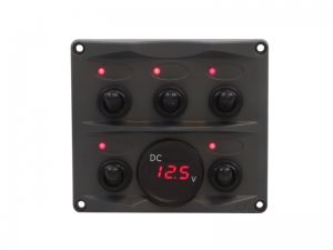 Weatherproof 5-Way Switch Panel With Voltmeter and In-Line Fuses - Anthracite - 12V/24V