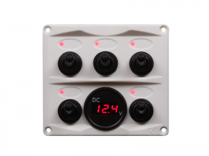 Weatherproof 5-Way Switch Panel With Voltmeter and In-Line Fuses - White - 12V/24V