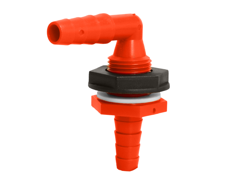 10mm (3/8'') Bulkhead Elbow Barbed Hose Connector