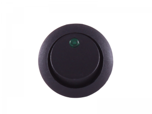 ON/OFF Round Mini Rocker Switch With Green Light - 12V