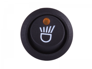 ON/OFF Round Mini Rocker Switch With Headlight Symbol & Amber Light - 12V