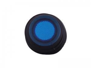 Waterproof ON/OFF Round Mini Rocker Switch With Illuminated Blue Lens - 12V