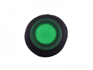 Waterproof ON/OFF Round Mini Rocker Switch With Illuminated Green Lens - 12V